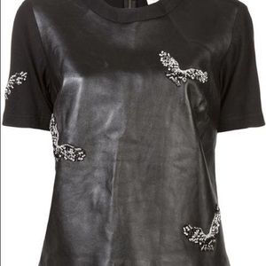 Eagle Embellished Leather Top